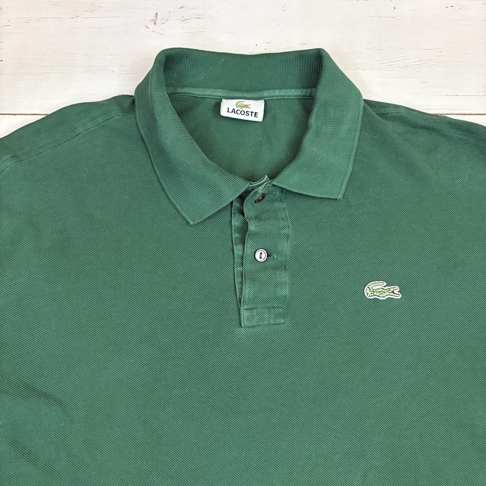 Lacoste Polo Shirt Mens 2XL Green 100% Cotton Relaxed Fit Short Sleeve